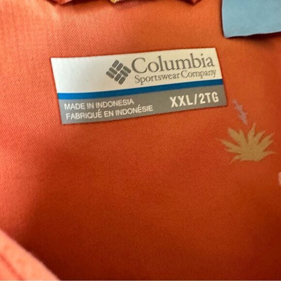 Columbia Men's Vibrant Orange Lizard Print Button Up Shirt XXL - Picture 5 of 7